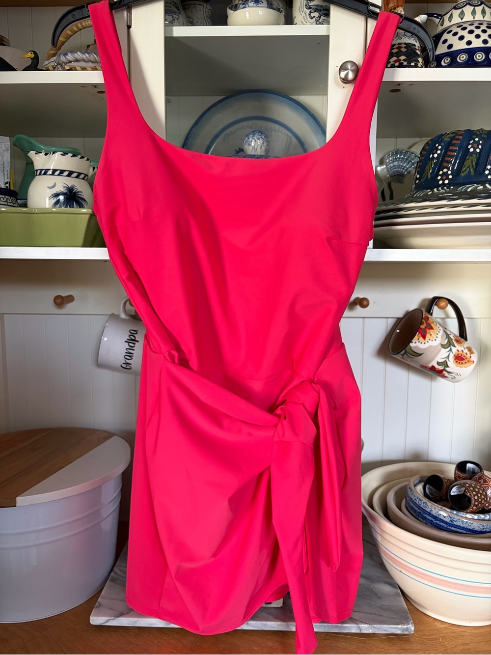 Time and Tru Vibrant Melon Swim Dress Sz L Wrap Style